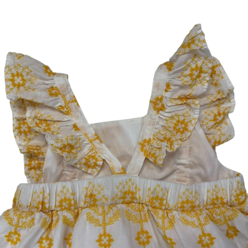 Bonnie Jean Embroidered Ruffle Easter Sun Dress Kids 3T White Yellow Boho Summer - Picture 7 of 11